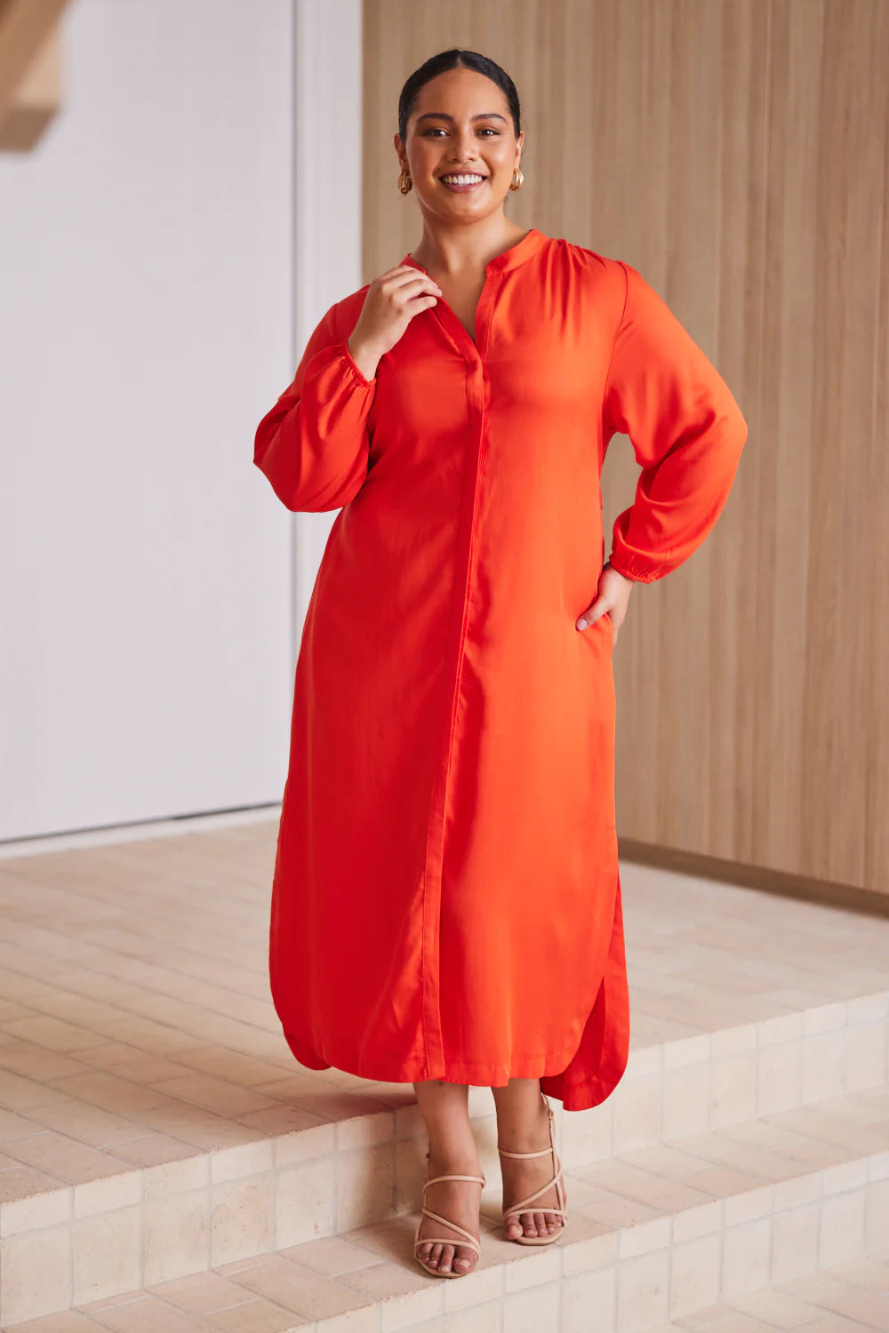Lottie Long Sleeve Maxi Dress in Lemonade