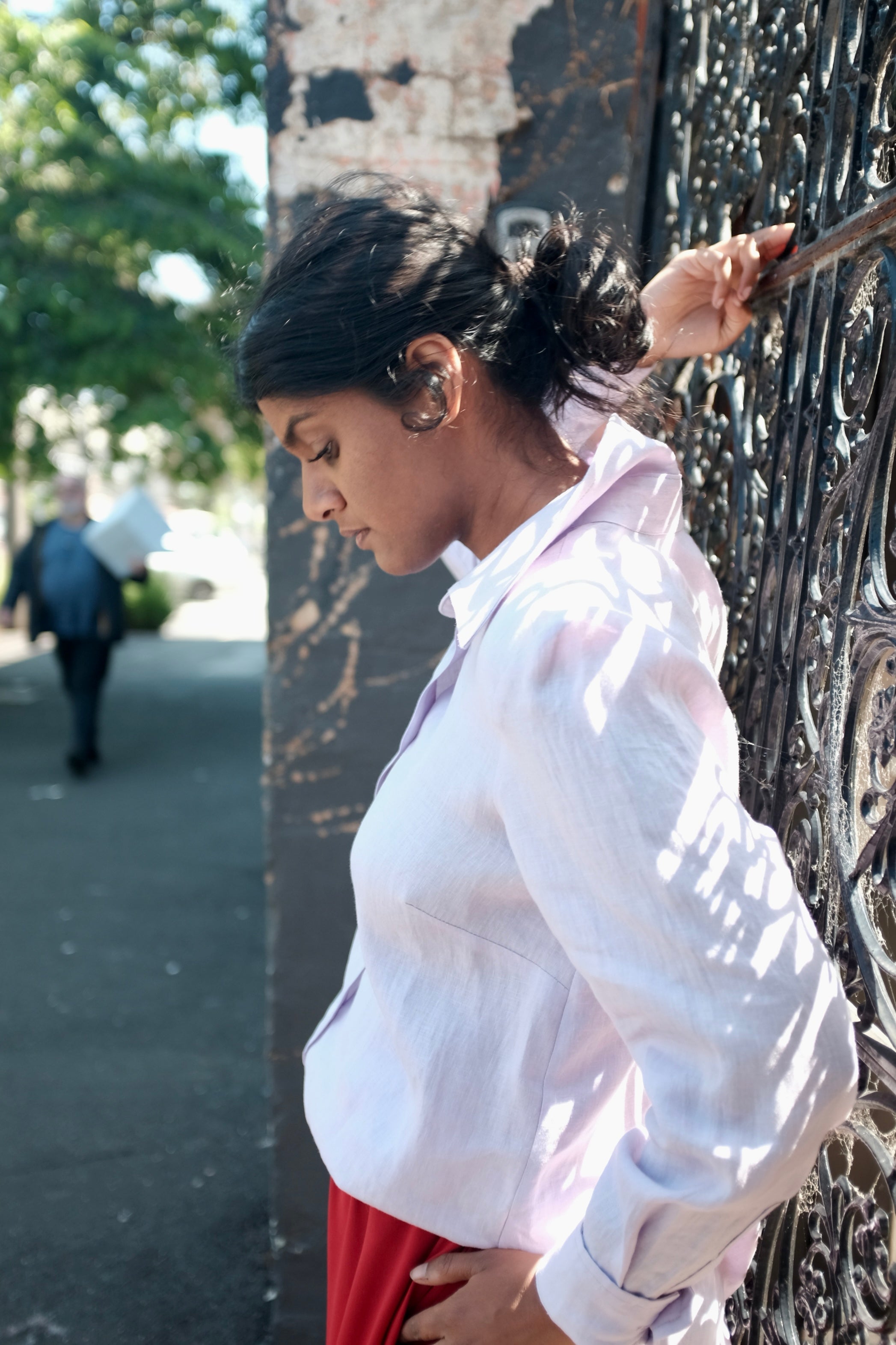 Cassie Shirt in Linen Lilac Alison Dominy Designs