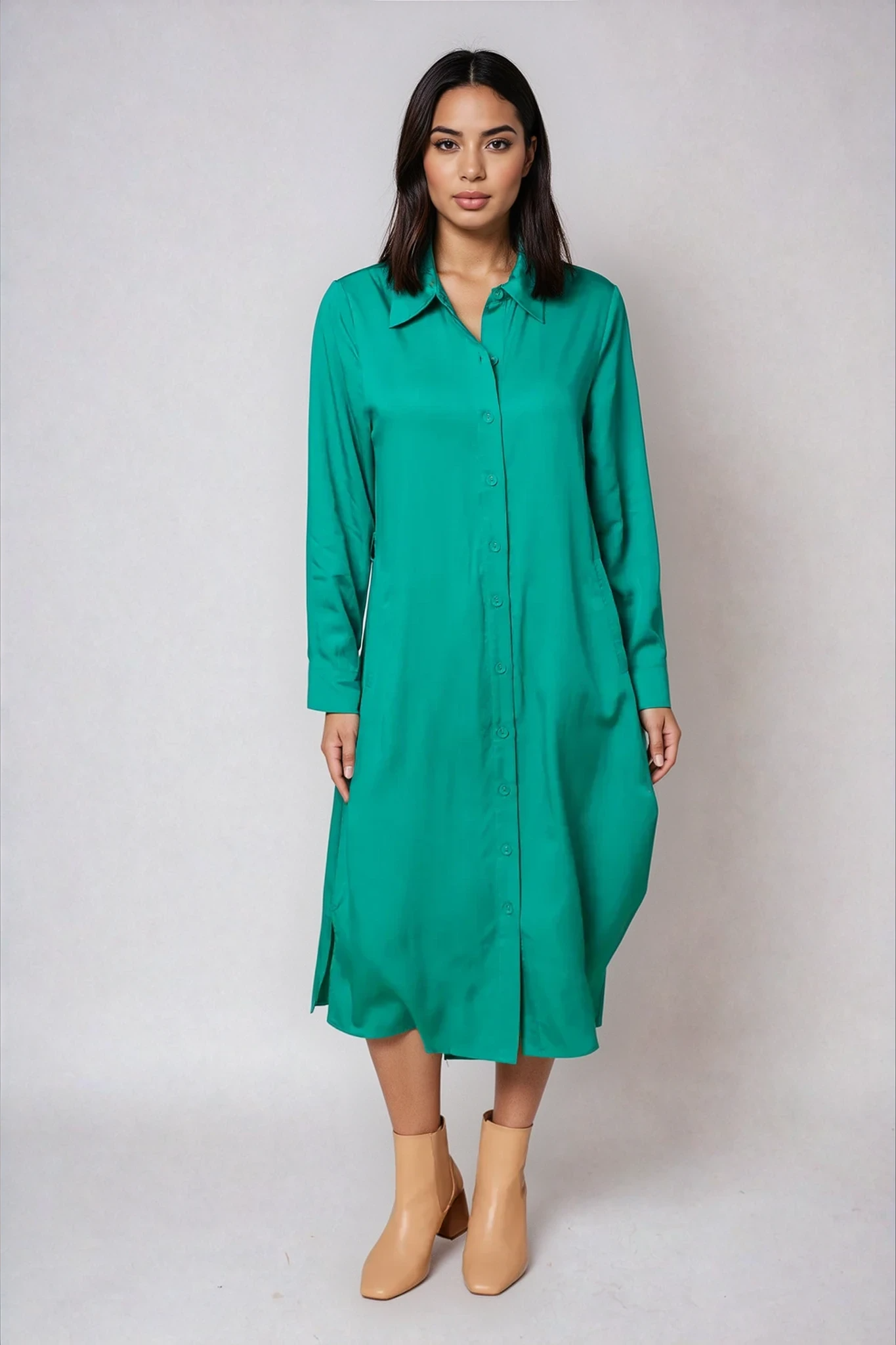 Livvy Tencel Shirt Dress in Maldives Alison Dominy Designs